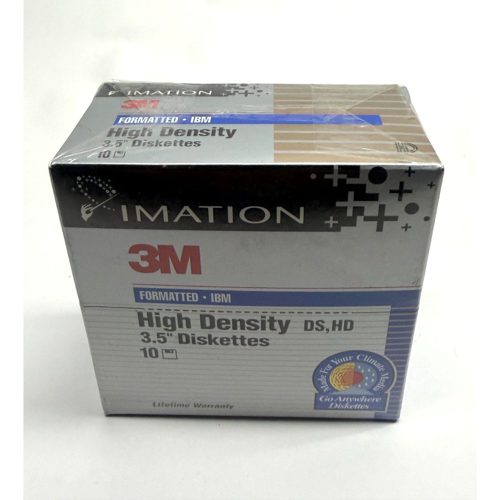 Vintage lot of 10 - 3M High Density 3.5" Diskettes IBM Formatted DS HD NEW!