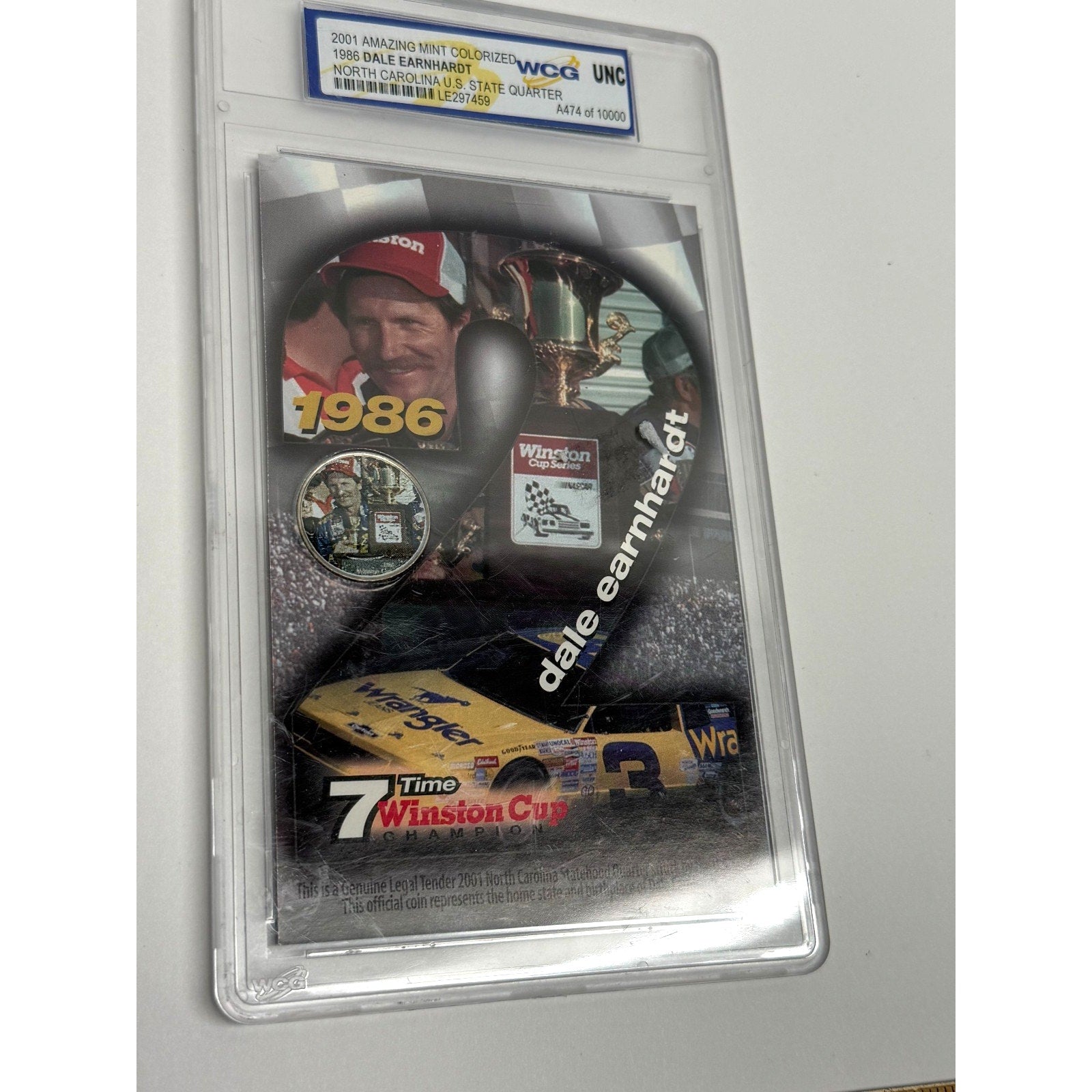 VTG 2001 Colorized RARE 1986 DALE EARNHARDT, NORTH CAROLINA, U.S.A.State Quarter