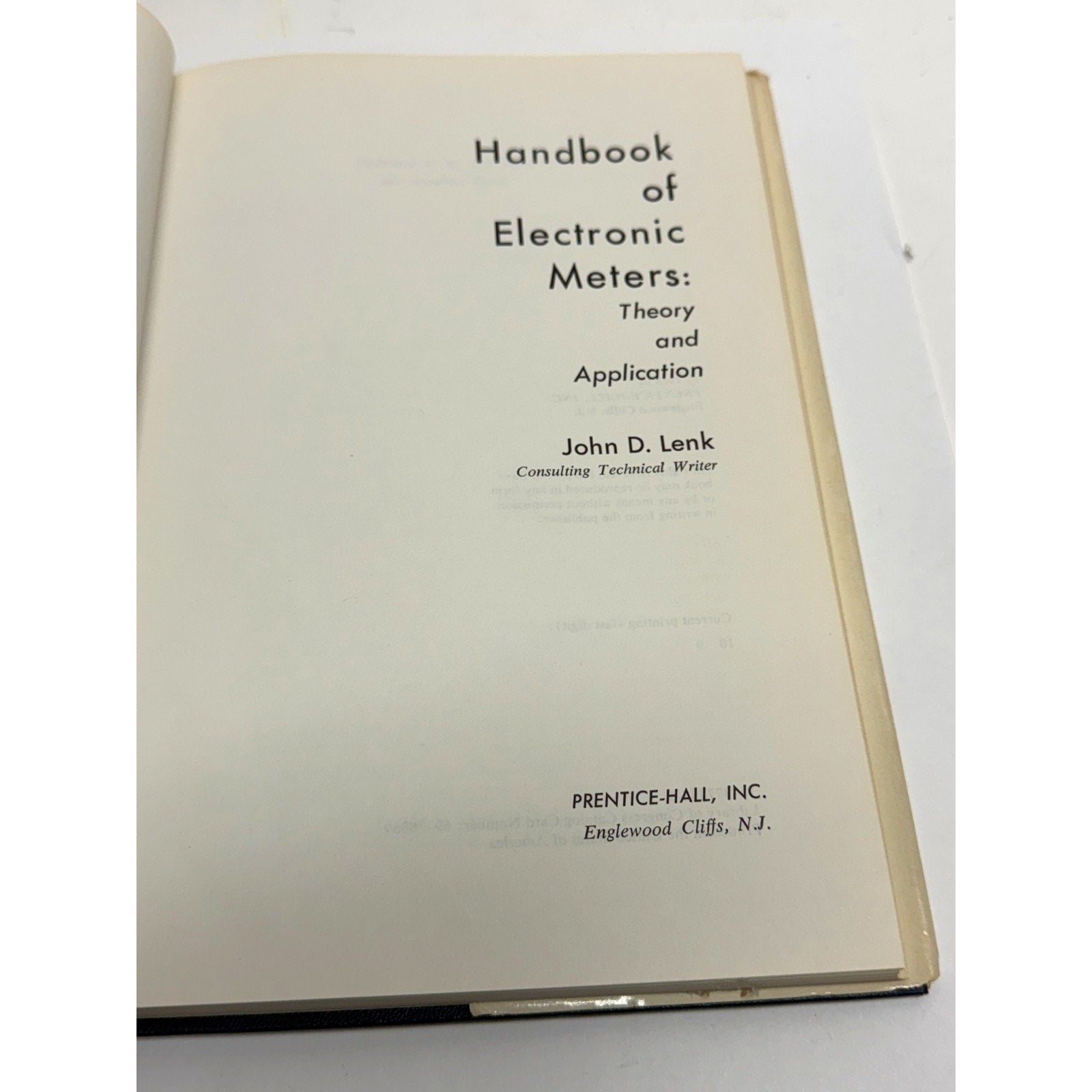 Vintage Handbook of Electronic Meters Theory and Application John D. Lenk HC