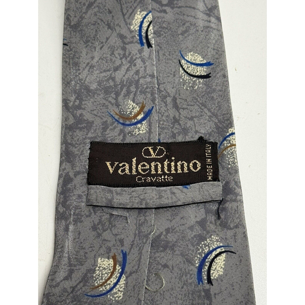 Vintage Valentino 100% Silk Tie # 4151 Gray Marble Made in Italy