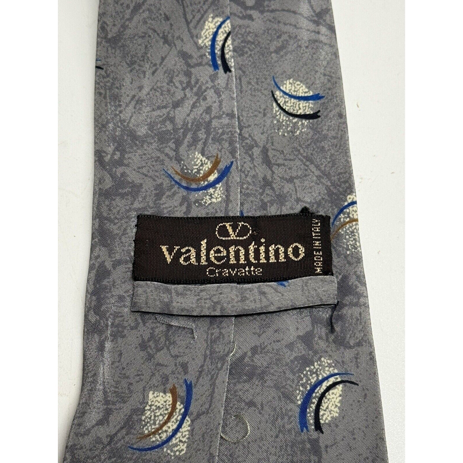 Vintage Valentino 100% Silk Tie # 4151 Gray Marble Made in Italy