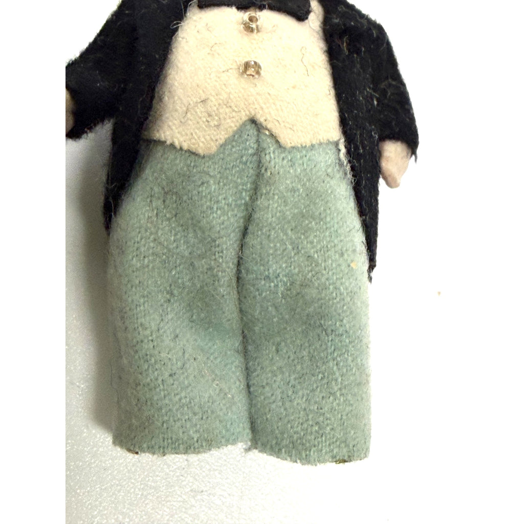 Vintage Japan All Bisque Miniature Groom Dolls Tuxedo Wedding Cake Topper Lot 2