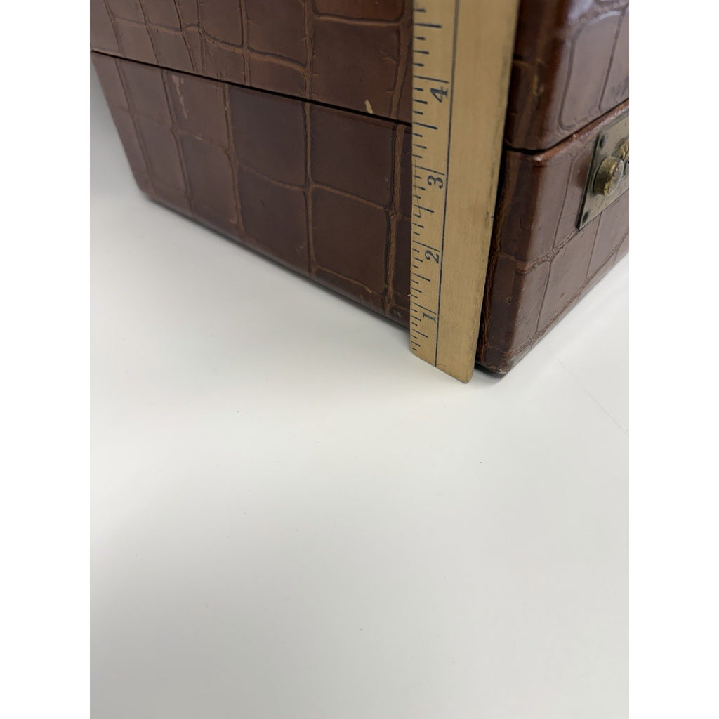 VINTAGE Saks Fifth Avenue NY Alligator-Embossed Leather Vanity Case