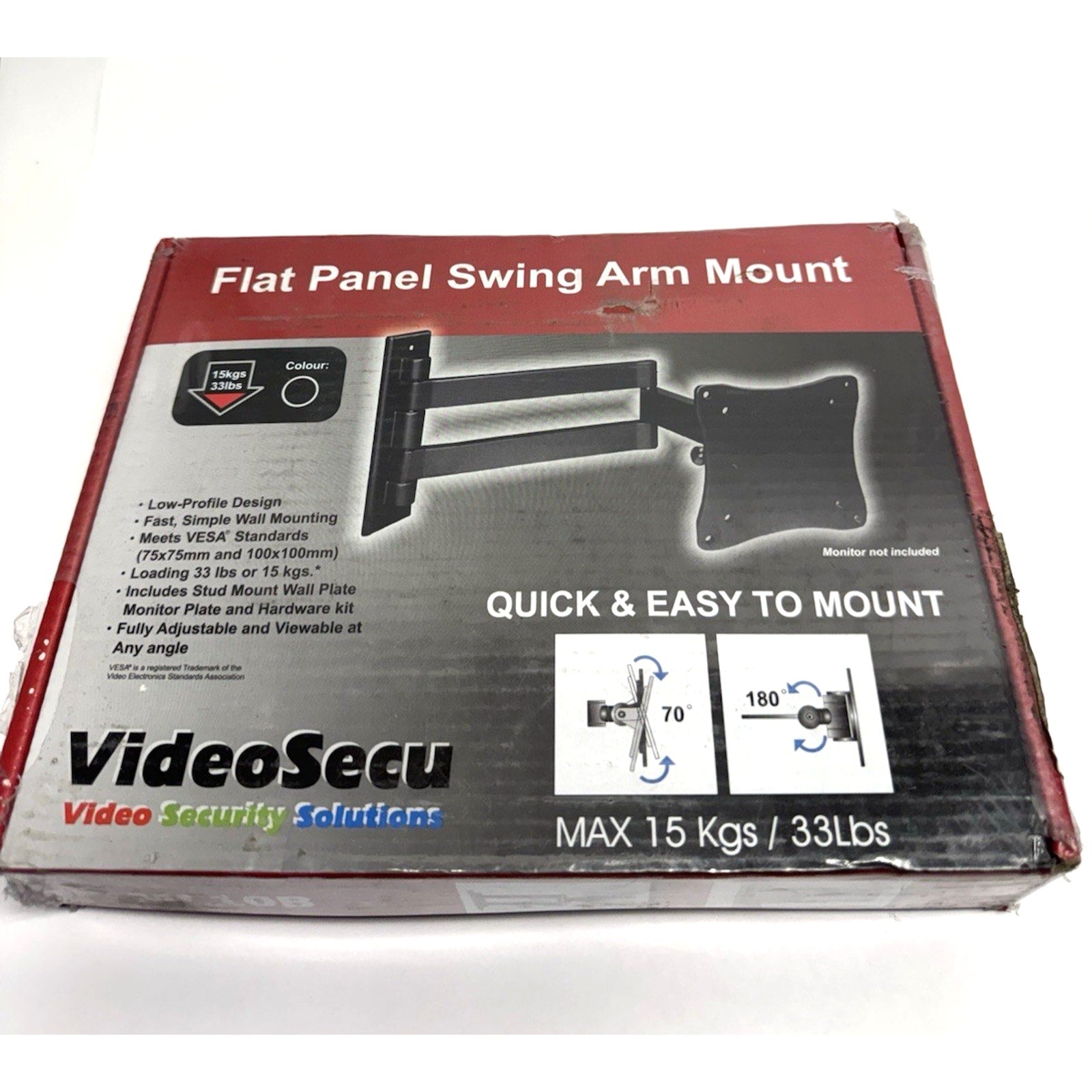 FACTORY SEAL VideoSecu Flat Panel Swing Arm Adjustable Mount Max 15 Kgs / 33 Lbs
