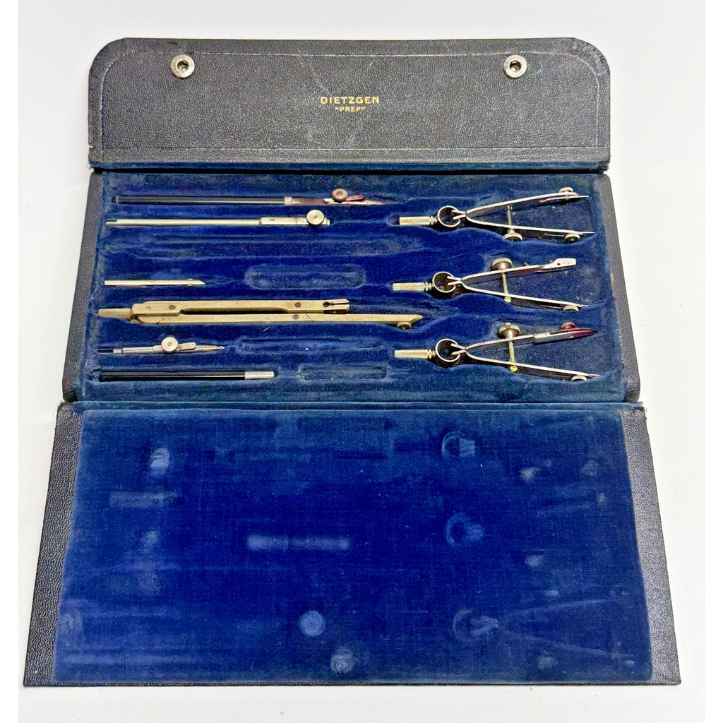Vintage Dietzgen PREP Drafting Tool Set - Drawing Instruments w/ Case - 9pc