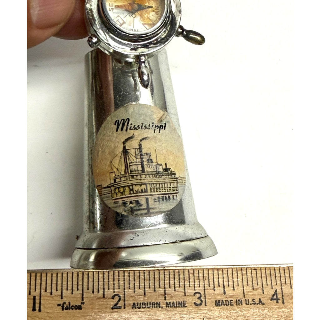 Vintage Mississippi salt, pepper shakers with compass