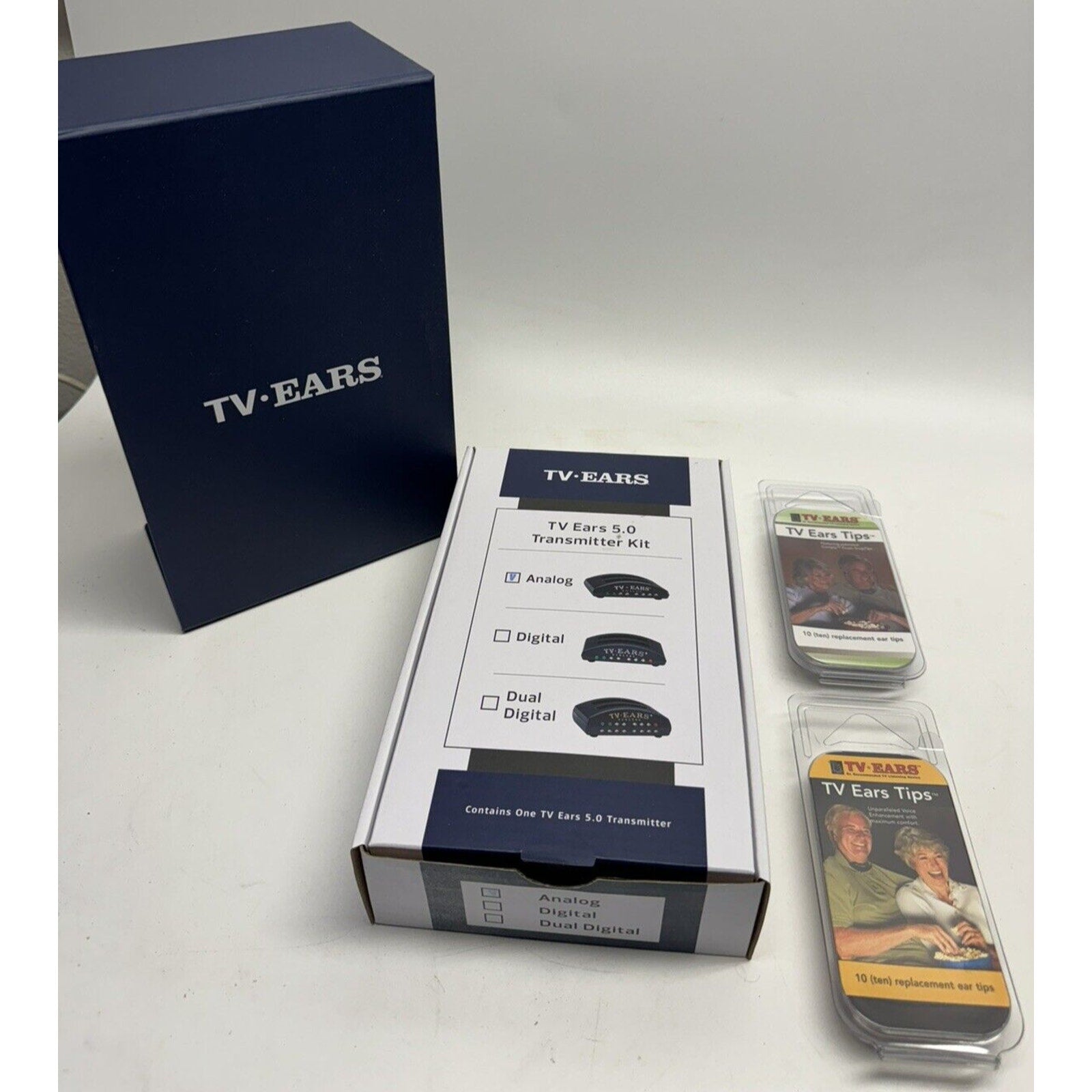 VINTAGE SEALED NEW Tv Ears 5.0 Transmitter Kit Analog & 2 Packs of Ear Tips