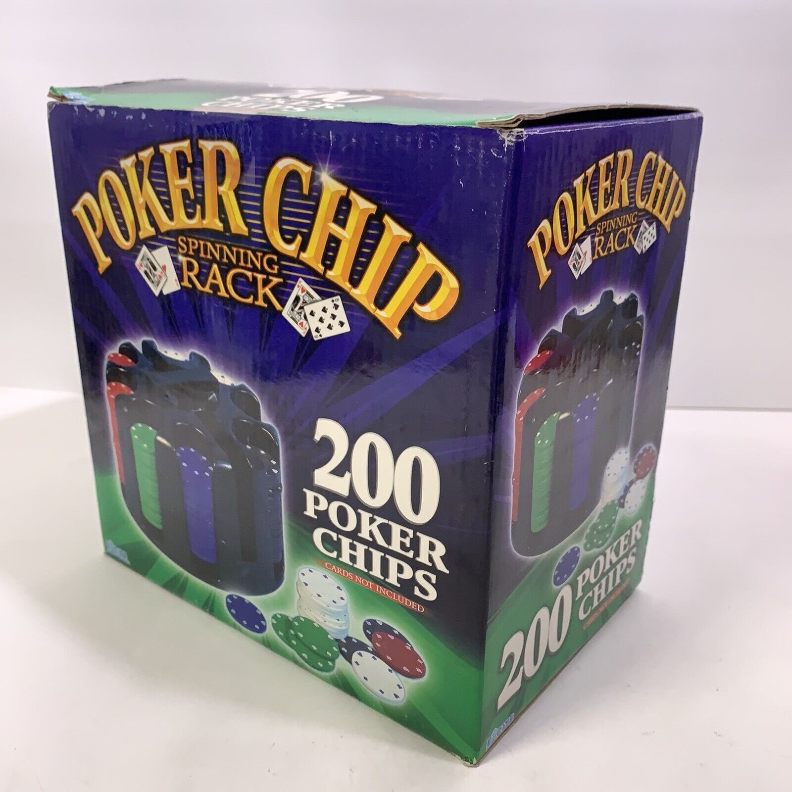 Vintage EXCITE POKER CHIP RACK 200 CHIPS with Revolving Rack SEALED PACKAGE