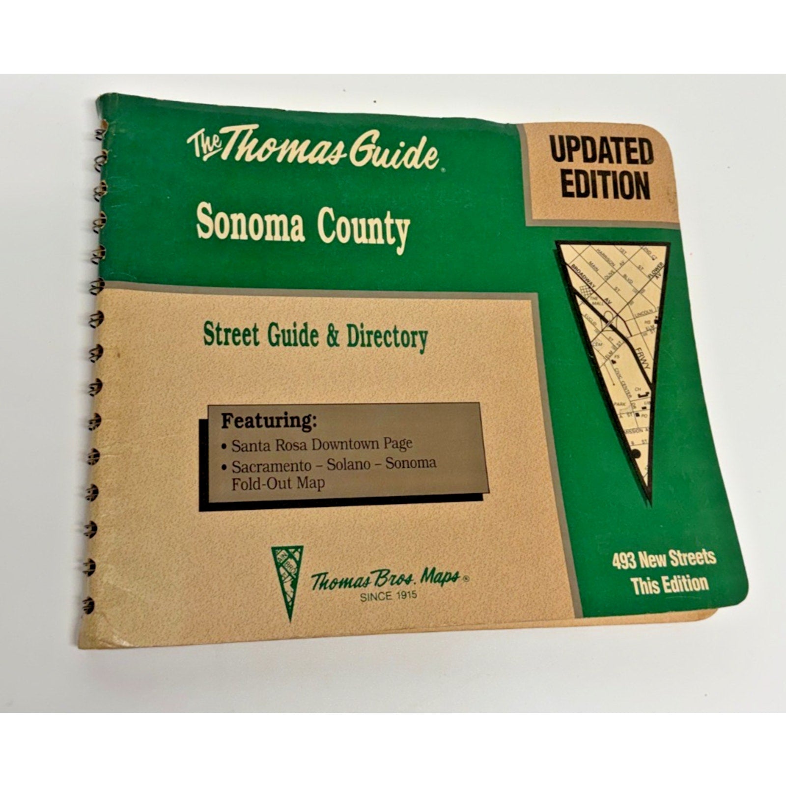 Vintage 1992 Thomas Bros Map Sonoma County Street Guide Directory Spiral Bound