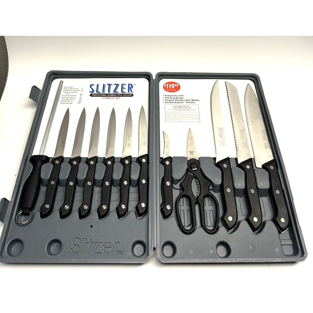 VINTAGE NOS SLITZER 13 Piece Professional German Cutlery Kitchen Knife Set