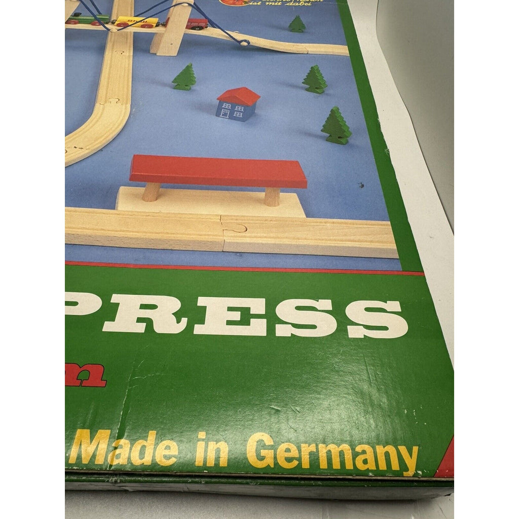 Vintage NOS EURO TRAIN EXPRESS Wooden Magnetic Railroad Train Set Made Germany