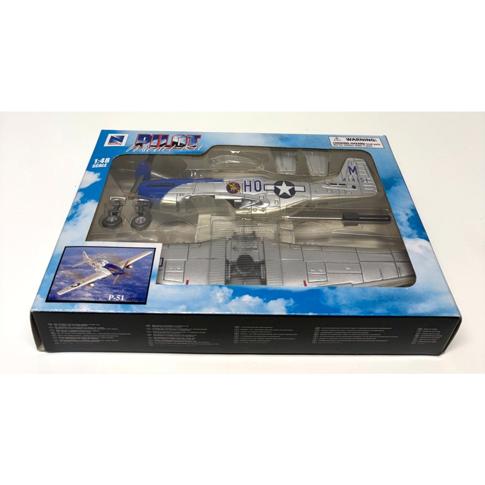 Vtg New Ray Pilot 1/48 Scale Model Kit P-51 Fighter Silver 1:48 No. 20217 B1