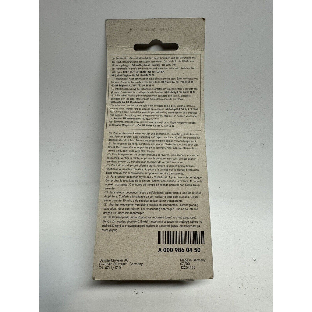 Mercedes-Benz Touch Up Paint & Clear Lacquer A 000 986 04 50 9702 Rauchsiber