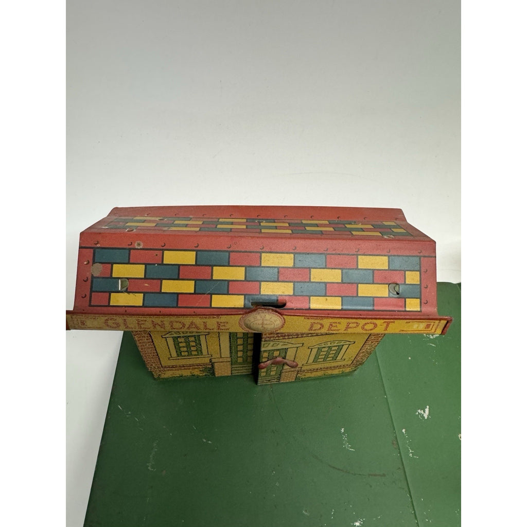 VINTAGE MARX #1900 Glendale Train Depot Pre-War Tin Toy O SCALE GOOD W/ LIONEL