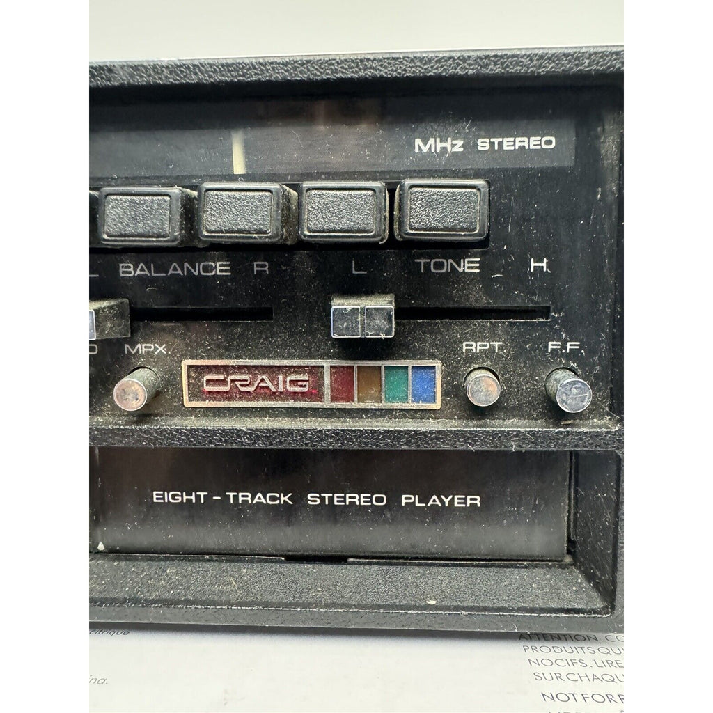 VINTAGE Craig Powerplay 3142 8-Track Stereo Slide Mount Tape Player JAPAN WORKS!