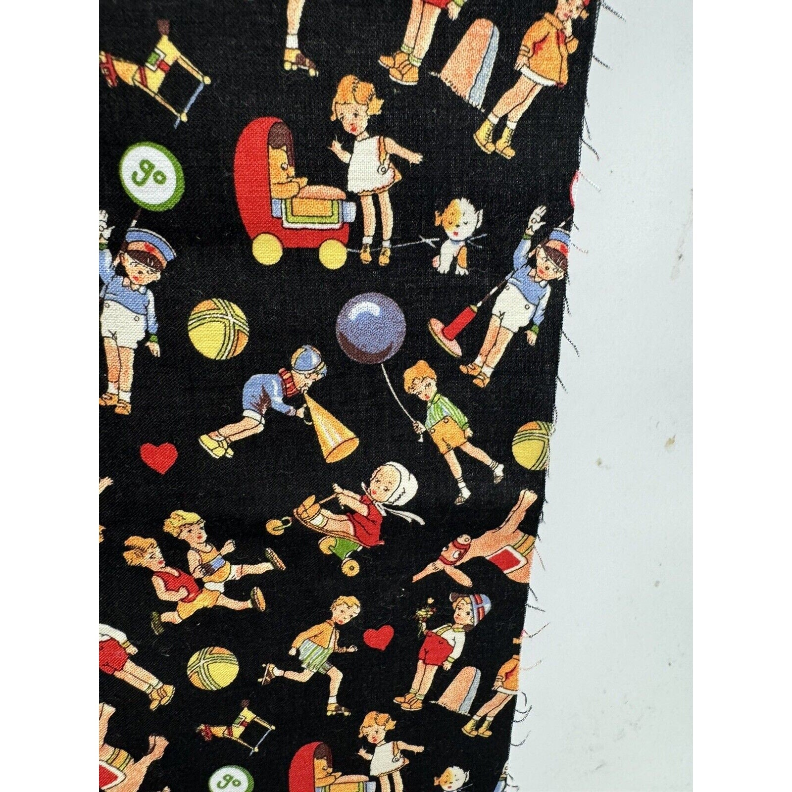 VINTAGE NEW Michael Miller C-221 Quilting Fabric 45"X18" Kids Donkies Baloons