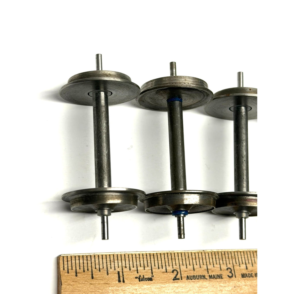 Vintage Lot of 4 G scale metal axle, metal wheel, solid discs, all black