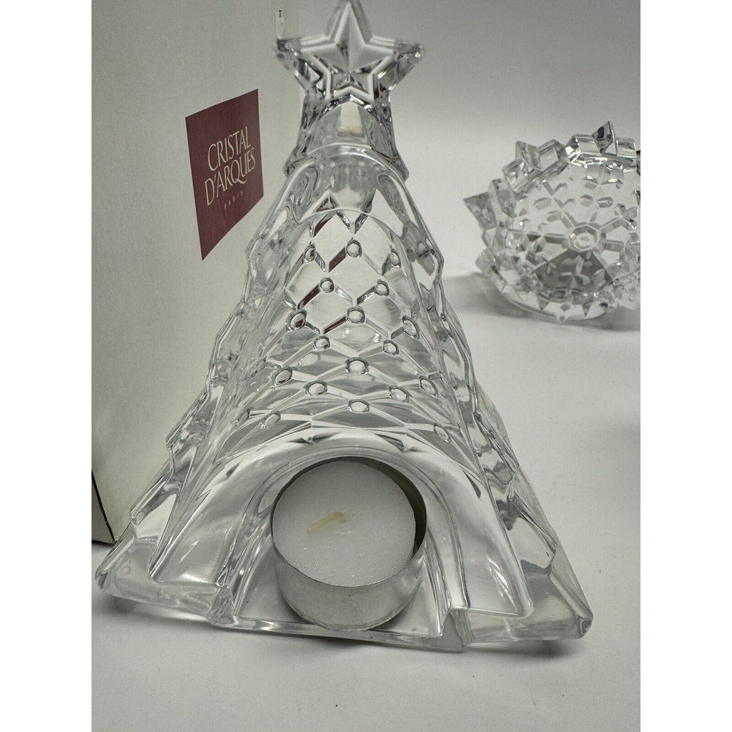 VINTAGE NEW Cristal DArques Christmas Luminaries Candle Holder Made in France
