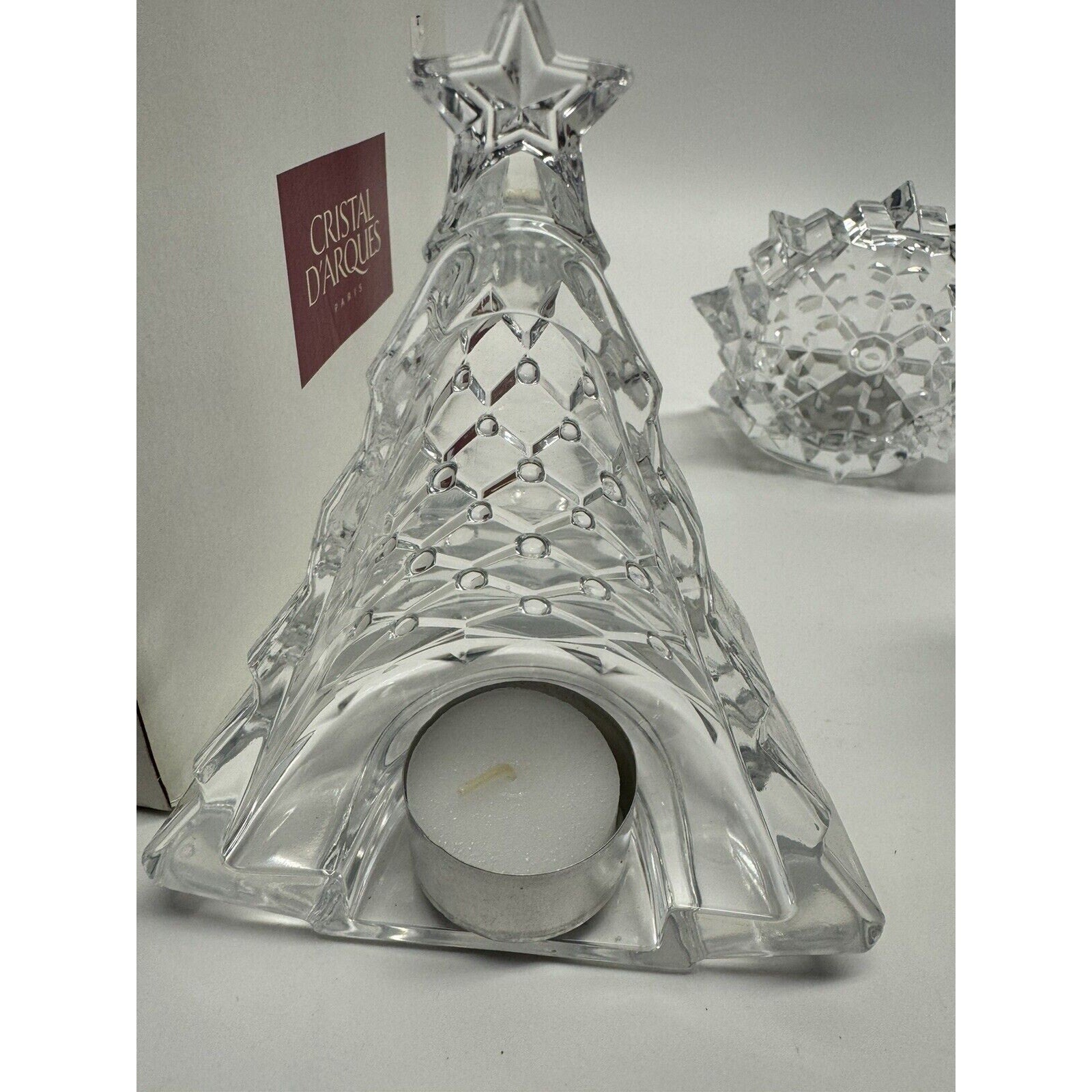 VINTAGE NEW Cristal DArques Christmas Luminaries Candle Holder Made in France