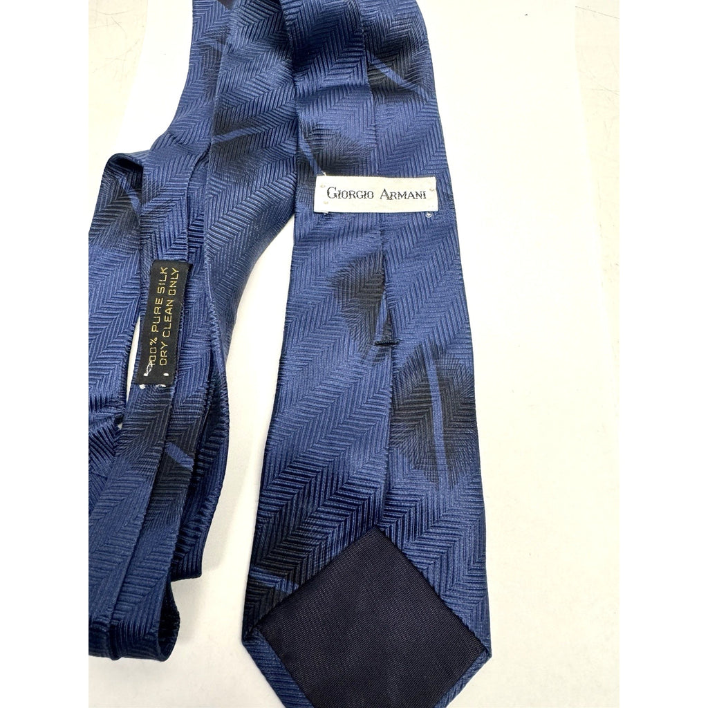 VINTAGE GIORGIO ARMANI NECKTIE 100% SILK Made ITALY Blue/Black