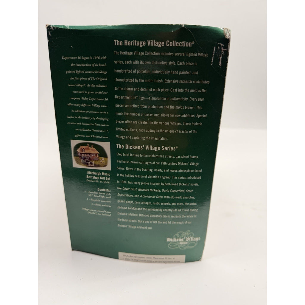 VINTAGE Dept 56 Dickens: Aldeburgh Music Box Shop Gift Set - Ltd Edition 58442