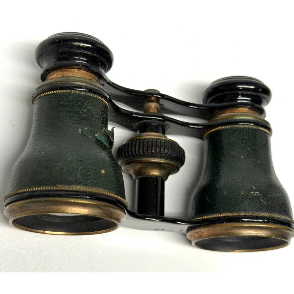 Vintage Opera Glasses Theater Binoculars Black Brass Leather Antique