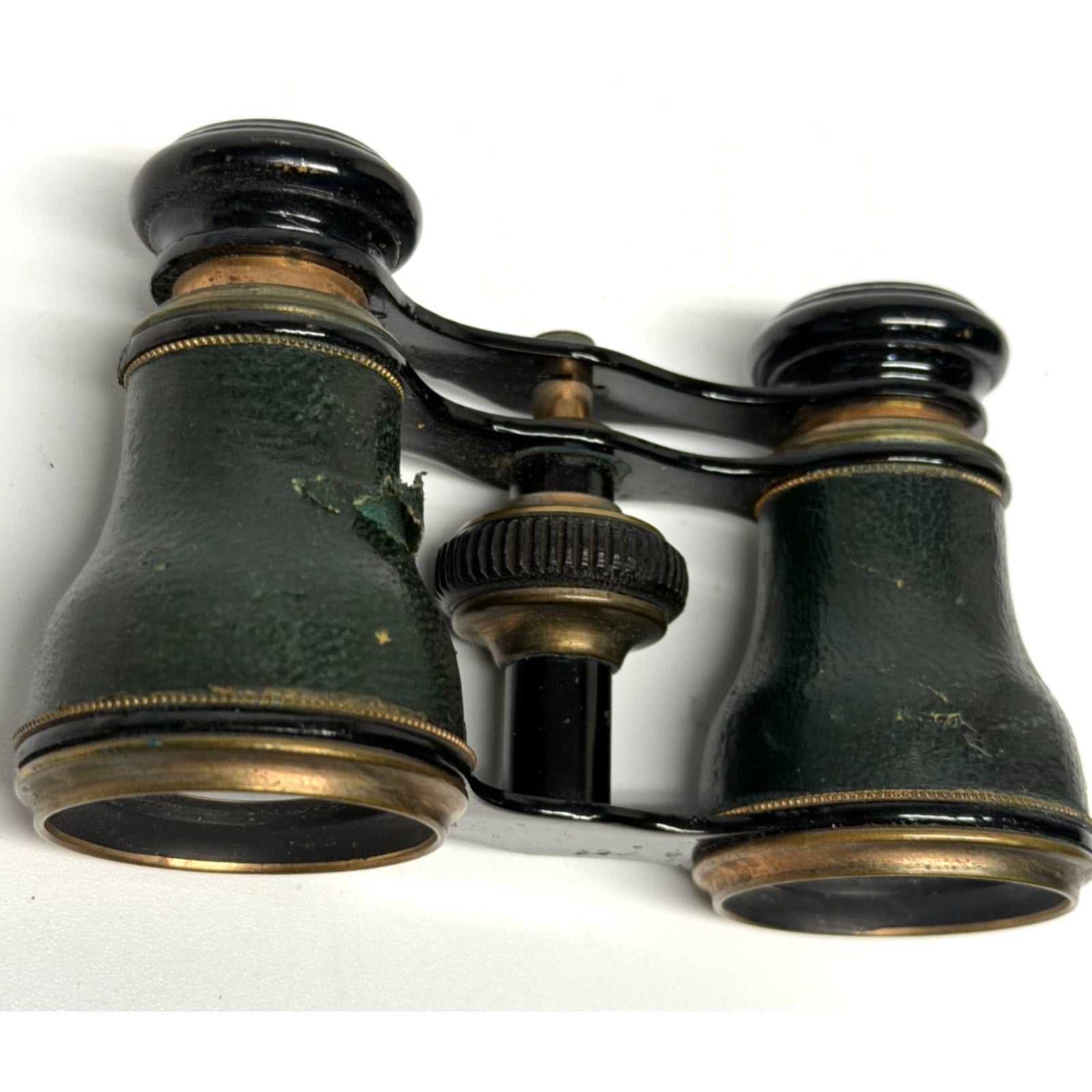 Vintage Opera Glasses Theater Binoculars Black Brass Leather Antique