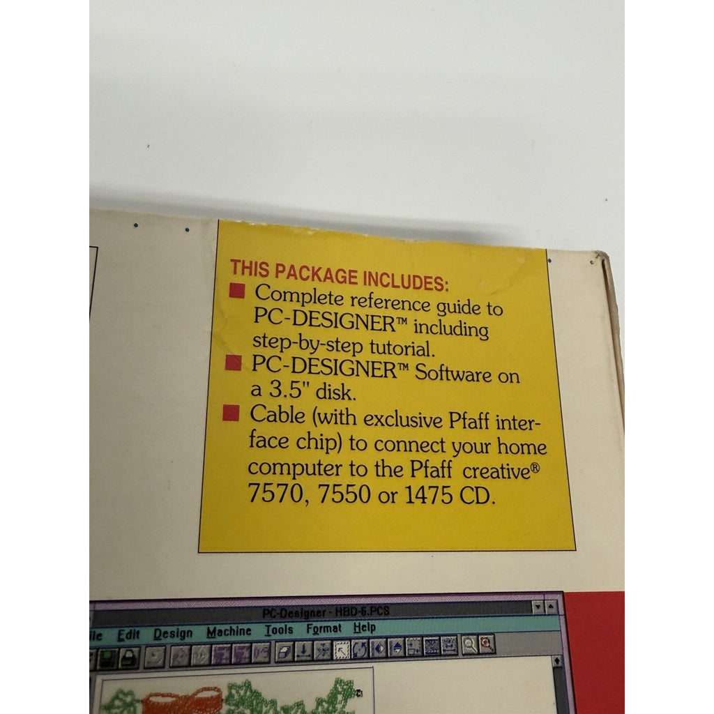 VINTAGE Pfaff 7550 7570 1475 PC Designer Software & Cable HTF for WINDOWS