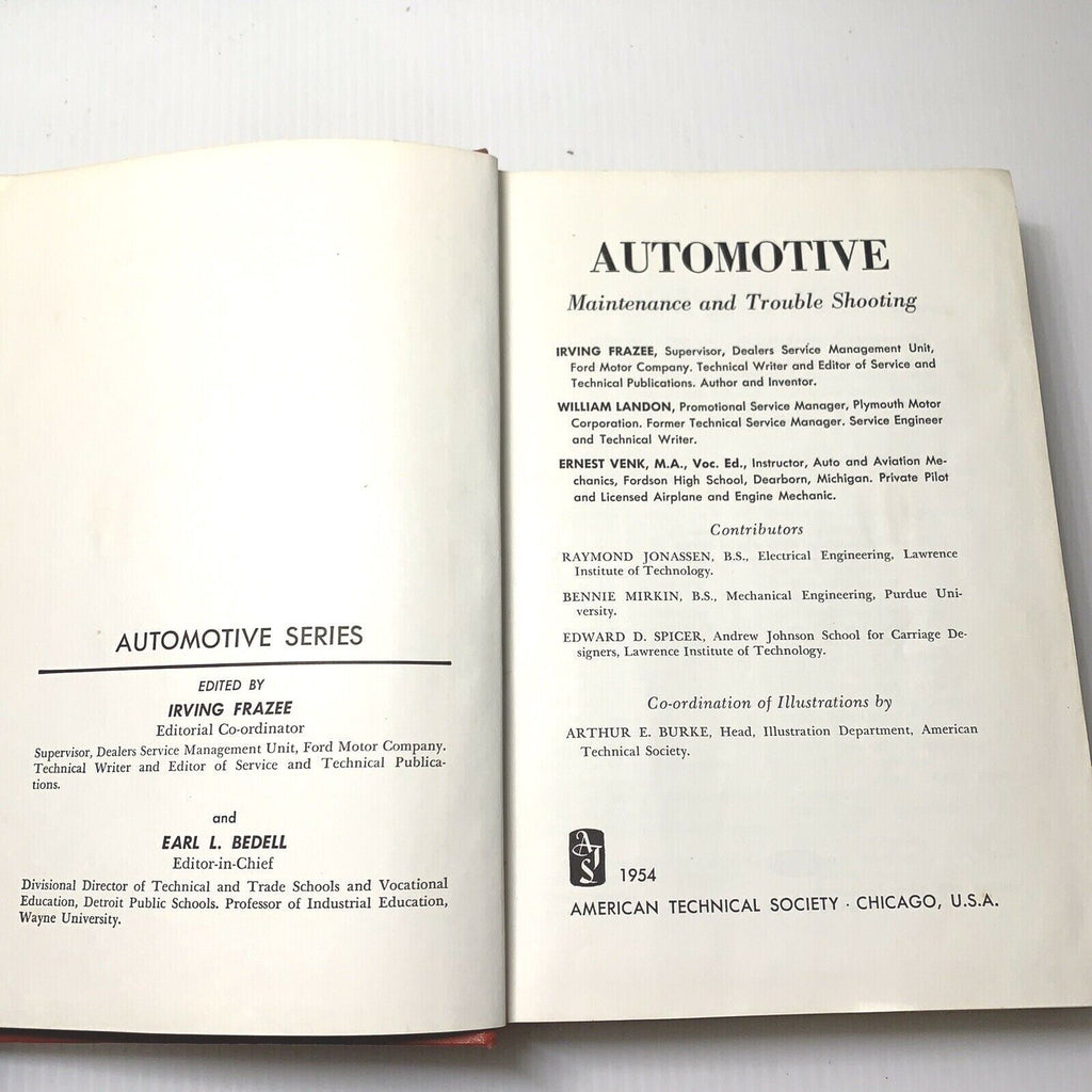 VINTAGE AUTOMOTIVE MAINTENANCE and TROUBLESHOOTING - Irving Frazee 1954