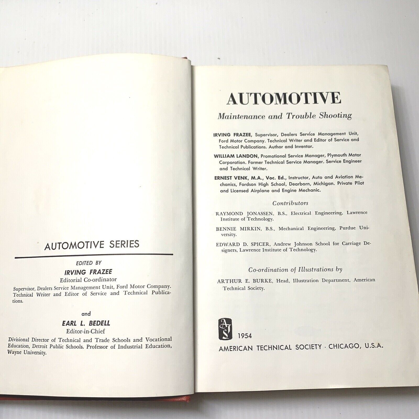 VINTAGE AUTOMOTIVE MAINTENANCE and TROUBLESHOOTING - Irving Frazee 1954