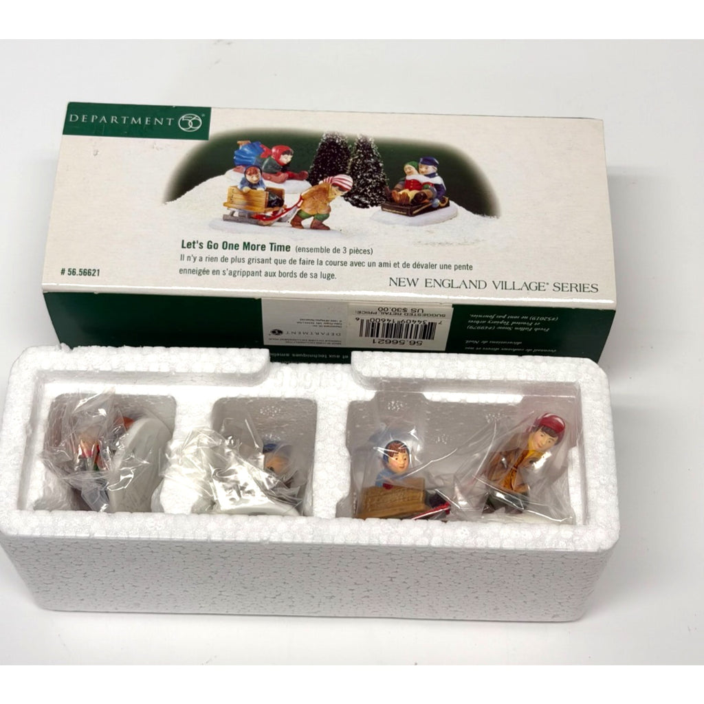Vtg Dept 56 New England Village Lets Go One More Time 56.56621 3 Pc Set In Box