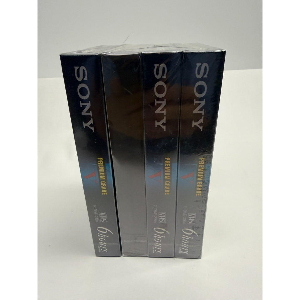 VINTAGE Lot of 4 Sony T-120 VHS Blank Tapes 6HR Premium Grade - NEW SEALED!