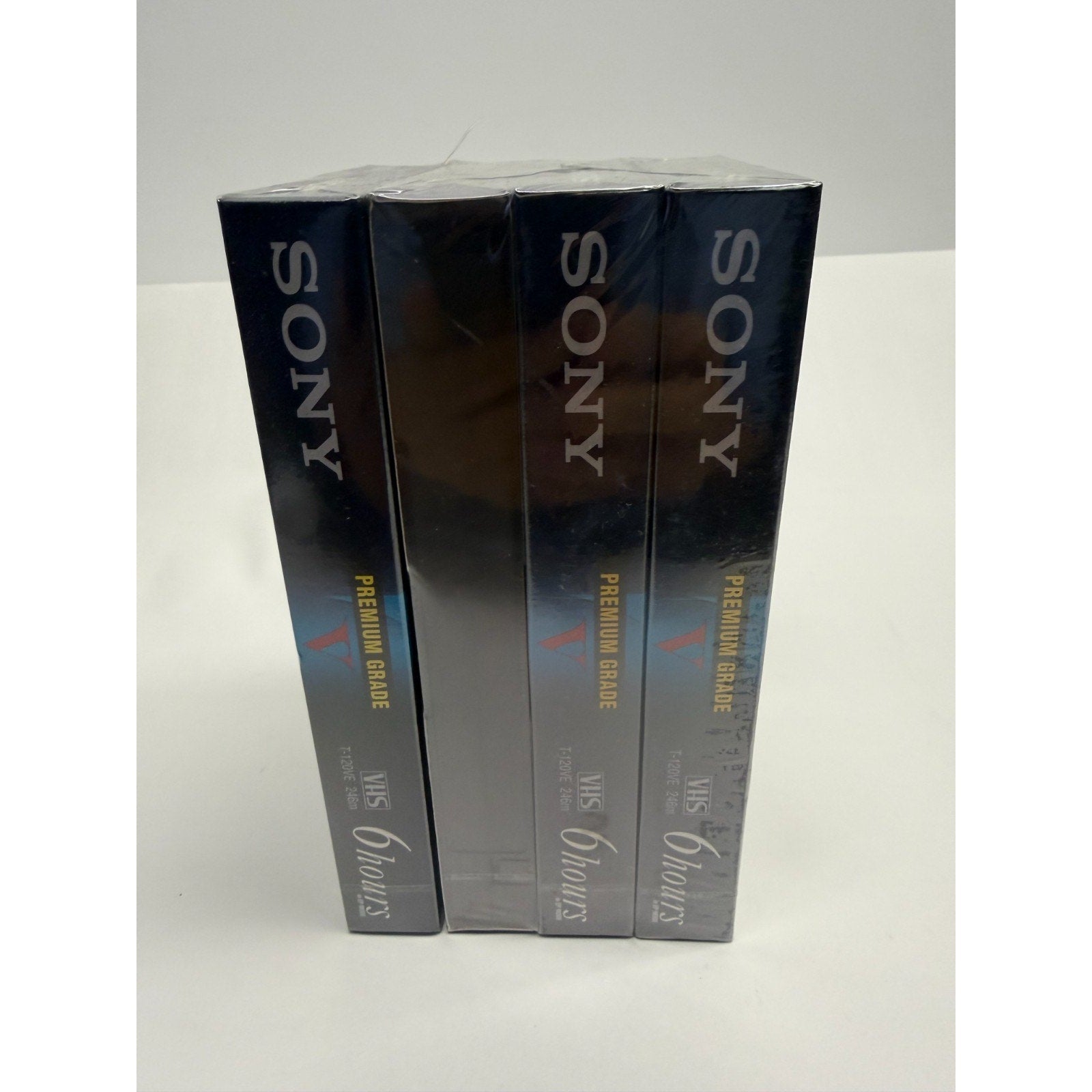 VINTAGE Lot of 4 Sony T-120 VHS Blank Tapes 6HR Premium Grade - NEW SEALED!