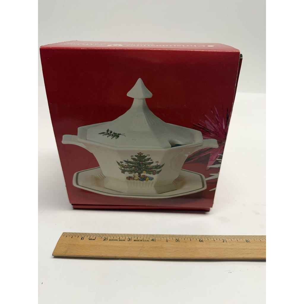 VINTAGE Rare Christmastime Nikko Sauce Tureen Lid and Stand Set in Box JAPAN