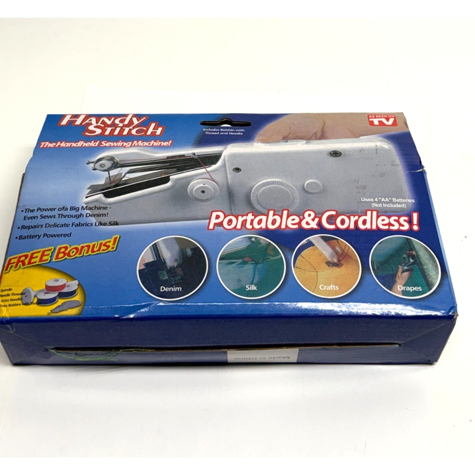 Vintage Handheld Electric Portable Mini Sewing Machine for Fabric, Clothes