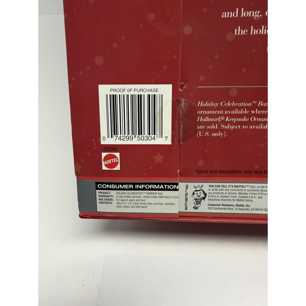 VINTAGE NEW Mattel Holiday Celebration 2001 Barbie Doll - 50304
