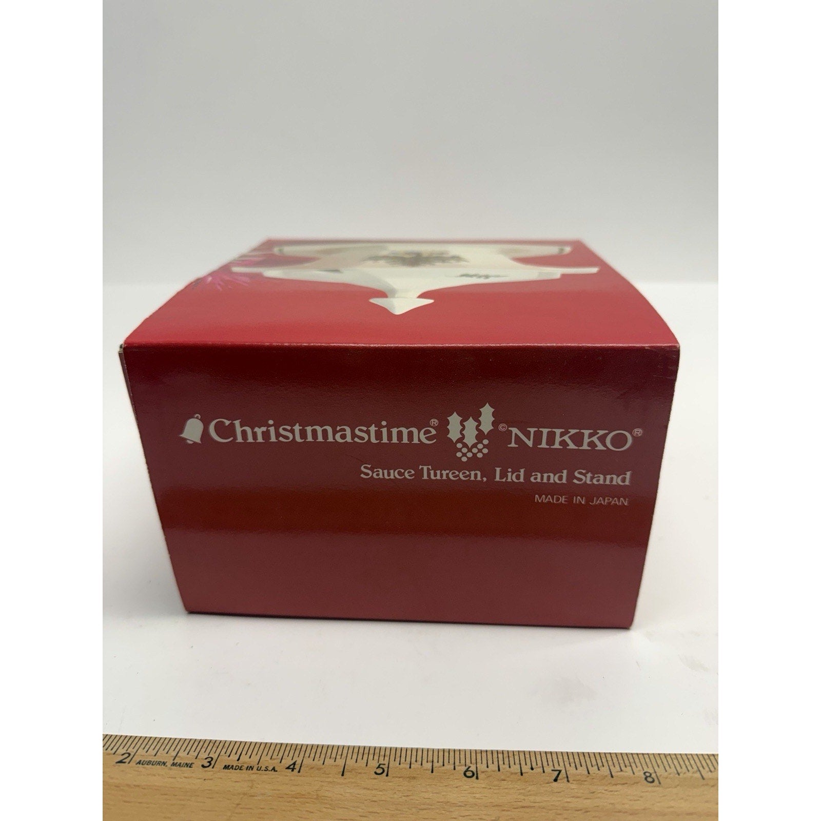 VINTAGE Rare Christmastime Nikko Sauce Tureen Lid and Stand Set in Box JAPAN