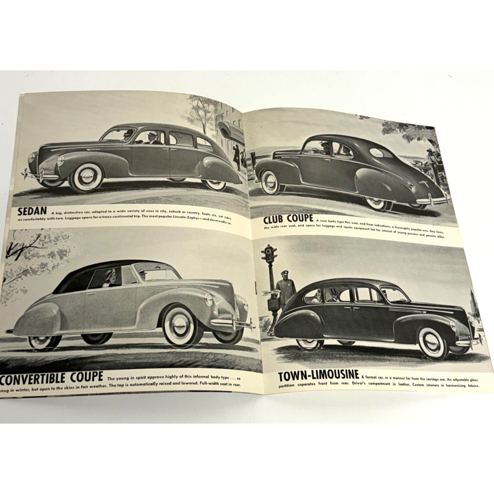 Vtg 1940 Lincoln Zephyr Original Dealer Showroom Brochure V12 Sedan Coupe