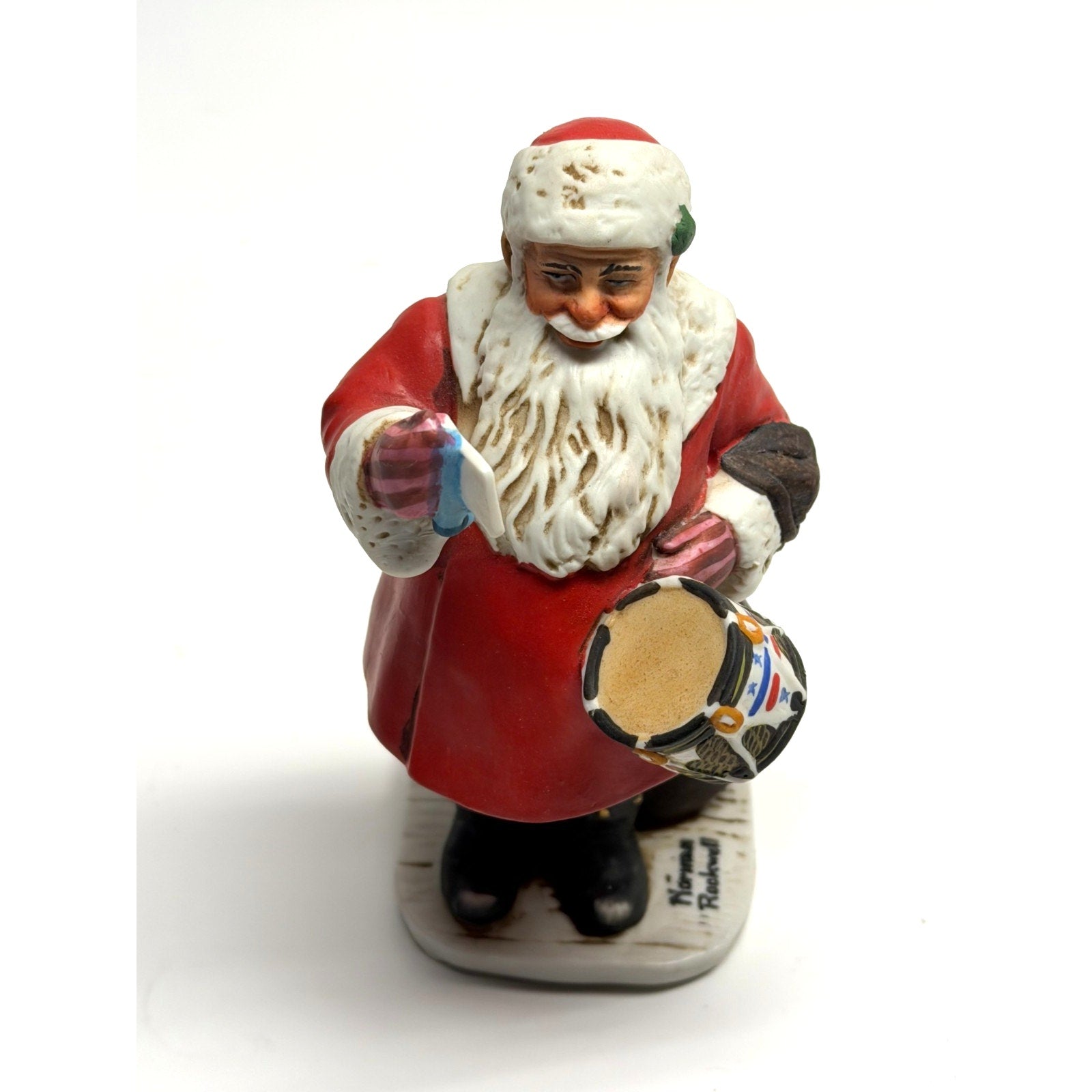 Vintage Norman Rockwell Santa Figurine A Drum For Tommy Dave Grossman 1976