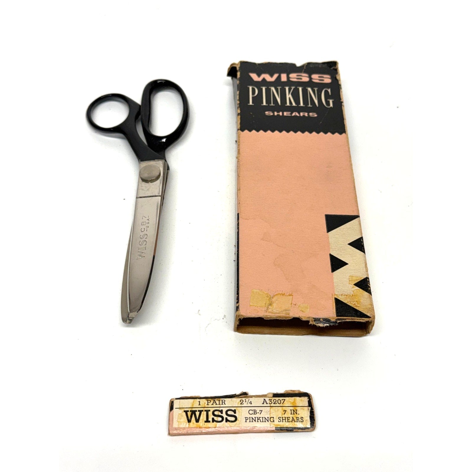 Vtg Wiss CB-7 Pinking Shears Scissors USA Stainless Steel 7" long Box FrShip