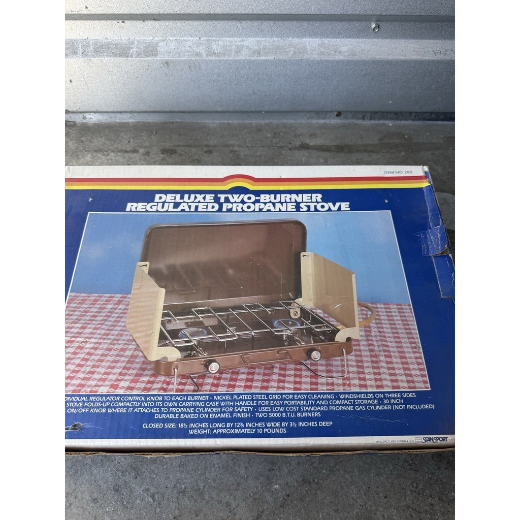 VINTAGE NOS Deluxe Two Burner Deluxe Regulated Propane Camping Stove