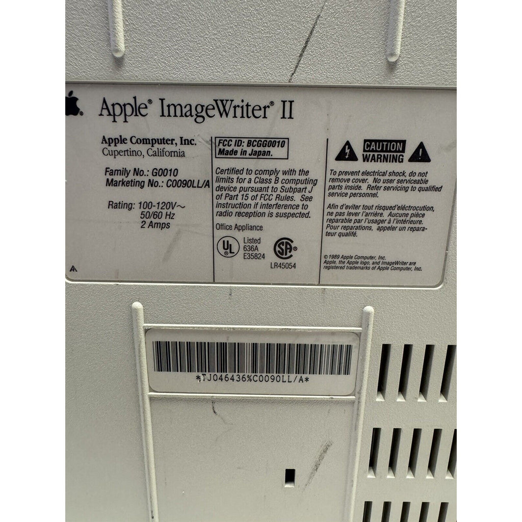 Vintage Apple Imagewriter II Printer G0010 Made In Japan Power On UNTSTED