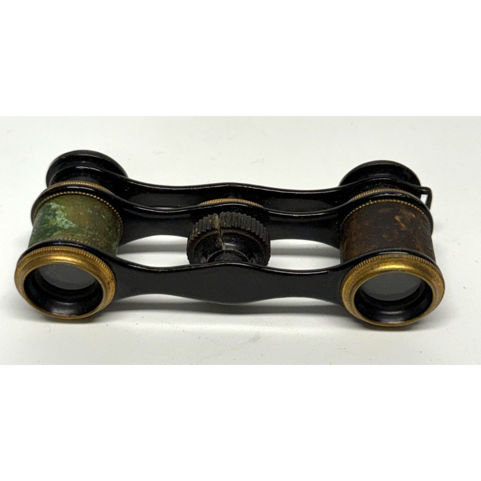 Antique Opera Glasses Brass Black Enamel Theater Binoculars Leather No Case