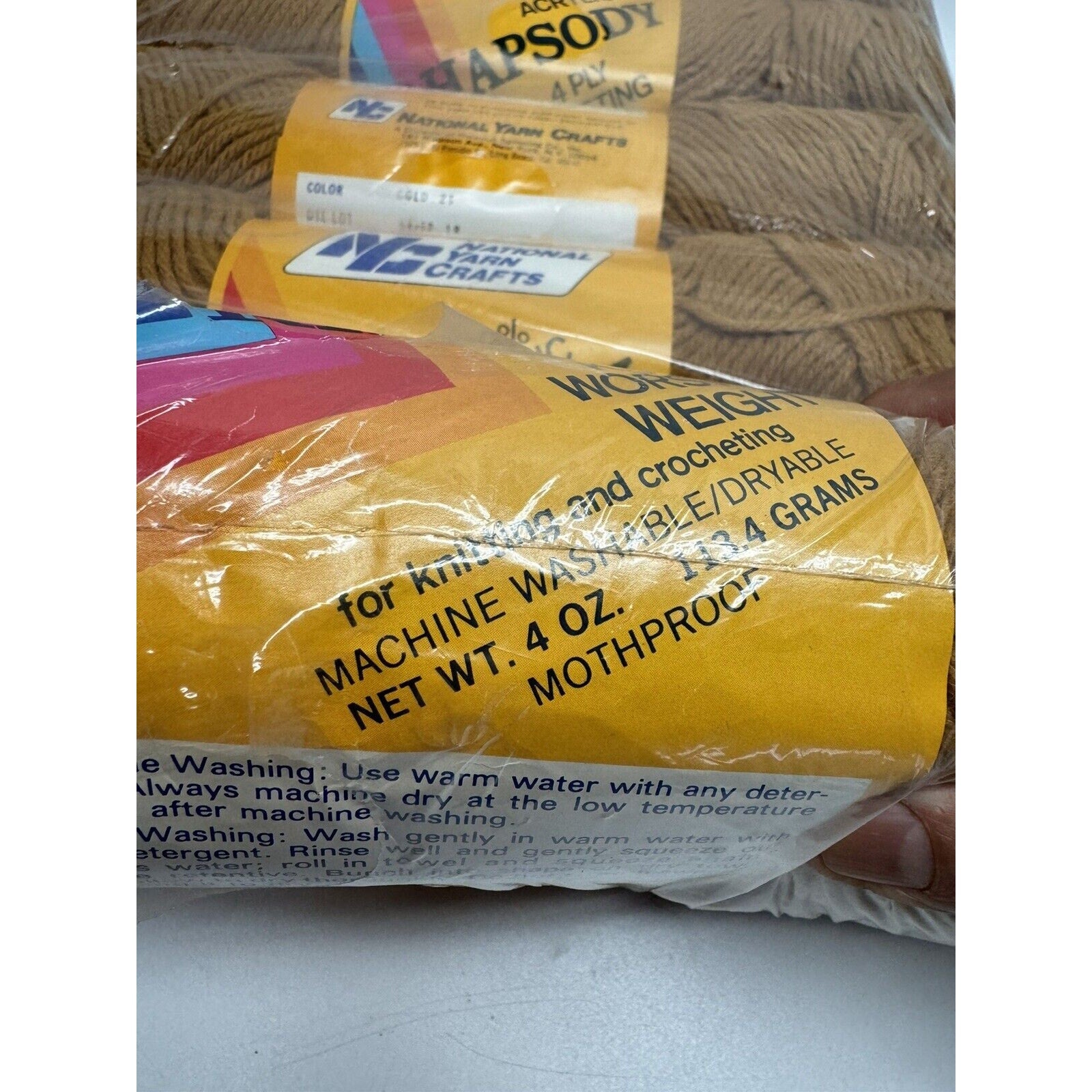 LOT OF 6 Vintage NOS NYC 100% Acrylic Rhapsody 4 Ply Knitting Worsted Weight