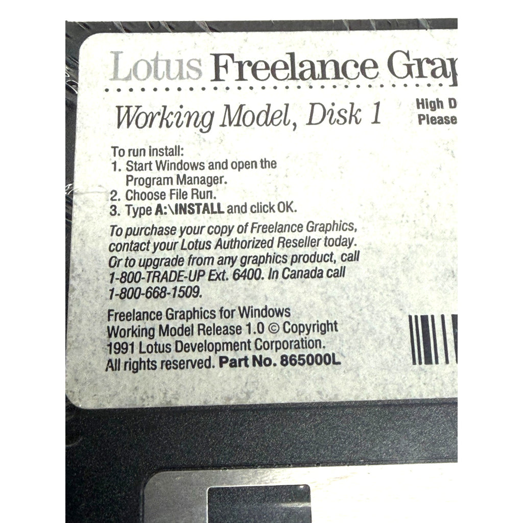Vintage NEW SEALED Lotus Freelance Graphics Release 1.0 Working Model 1991 Disk