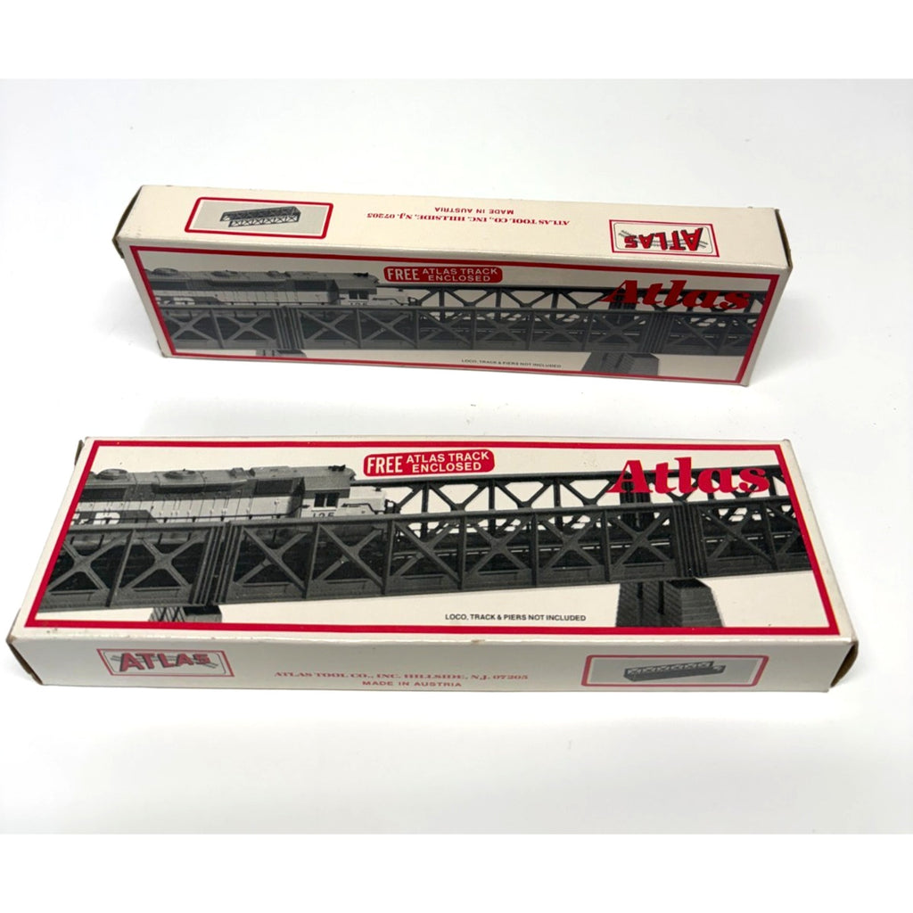 Lot of 2 Vintage Atlas HO Scale Nickel Silver Pony Truss Bridge Building Kit NIB