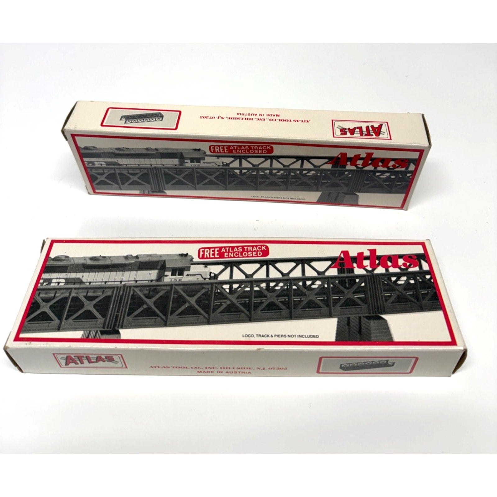 Lot of 2 Vintage Atlas HO Scale Nickel Silver Pony Truss Bridge Building Kit NIB