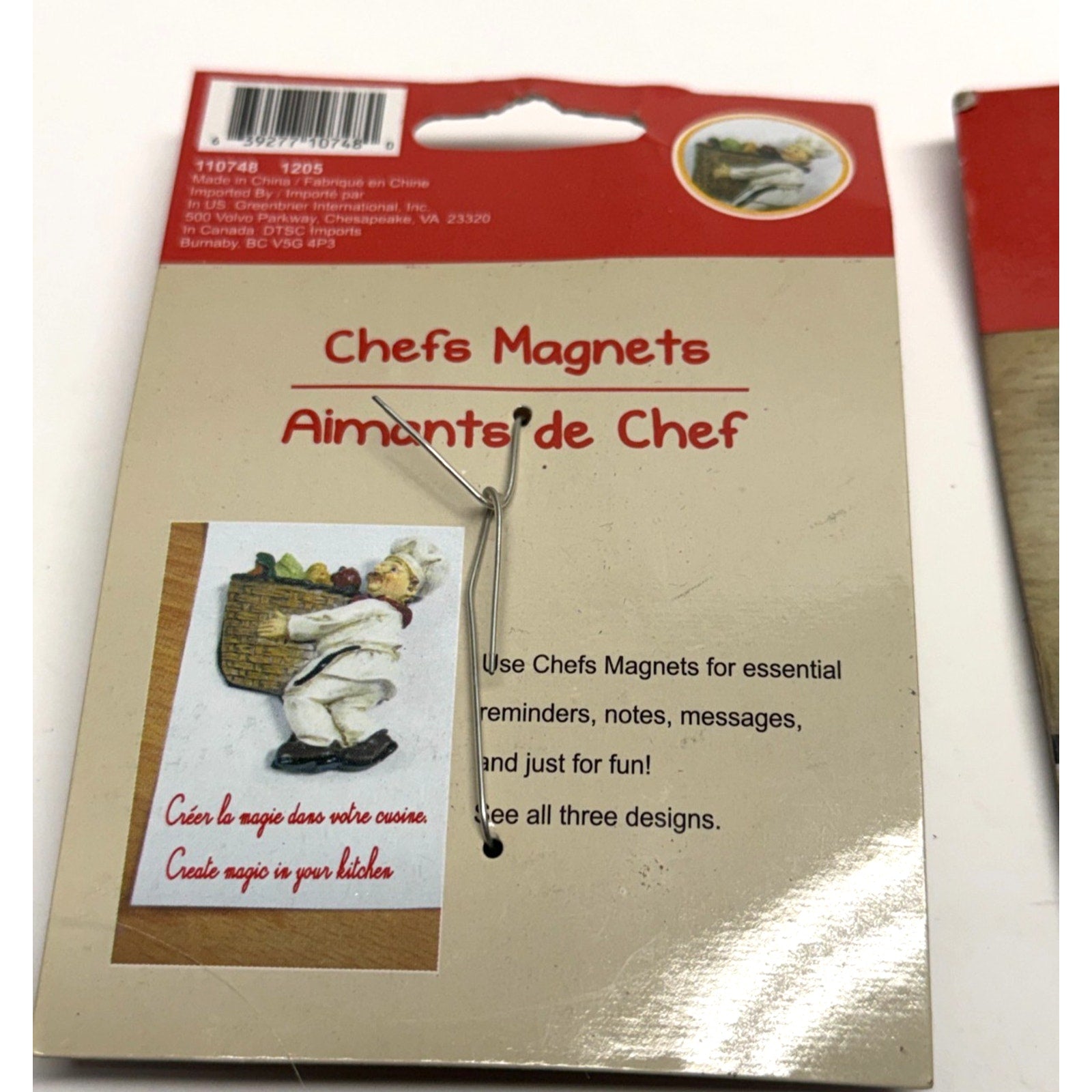 Vintage FACTORY SEALED Lot of 2 - Chef Refrigerator Magnets – Aimants de Chef