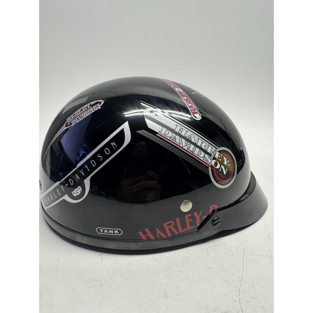 VINTAGE 2001 Harley Davidson DOT Motorcycle Half Helmet Gloss Black XS USA