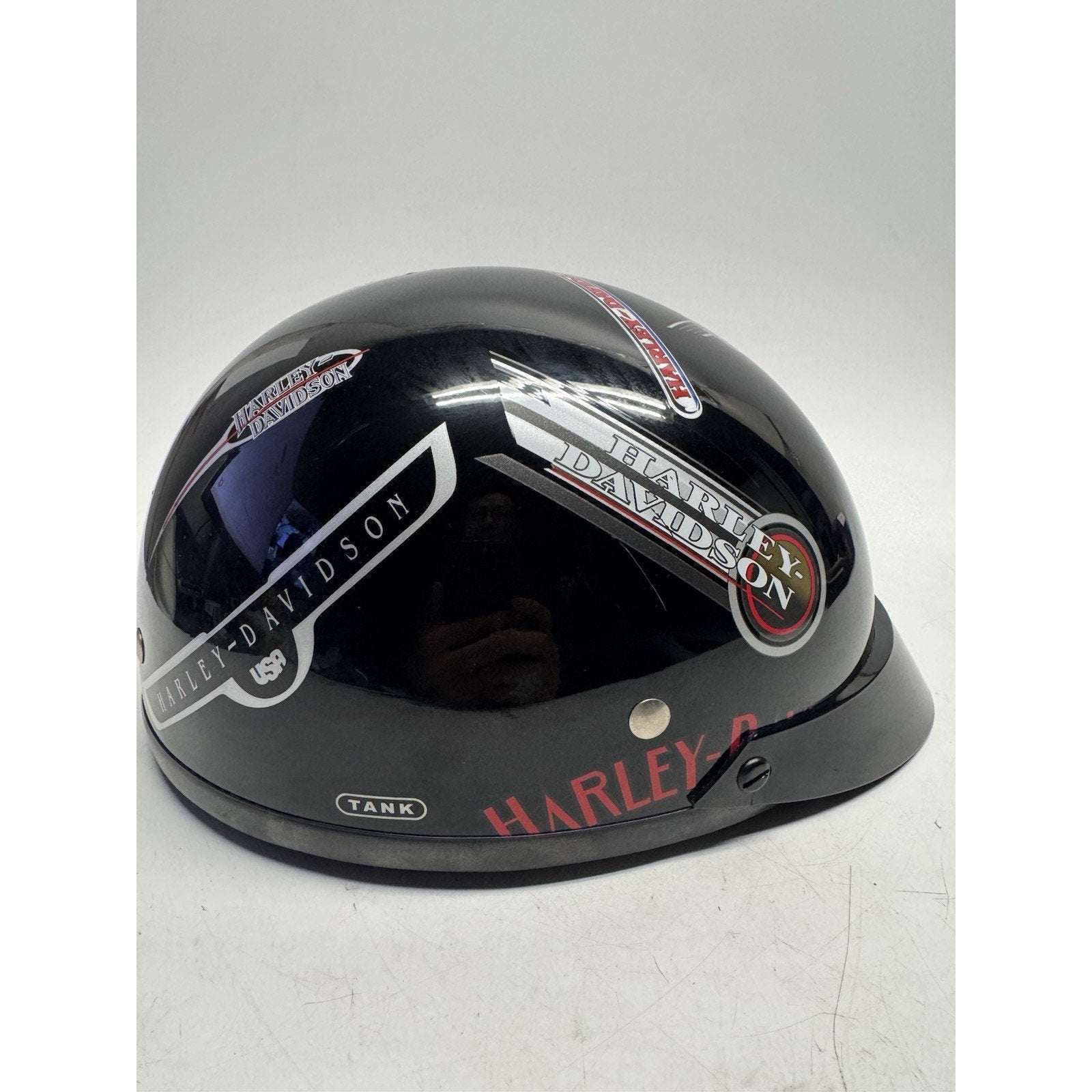 VINTAGE 2001 Harley Davidson DOT Motorcycle Half Helmet Gloss Black XS USA